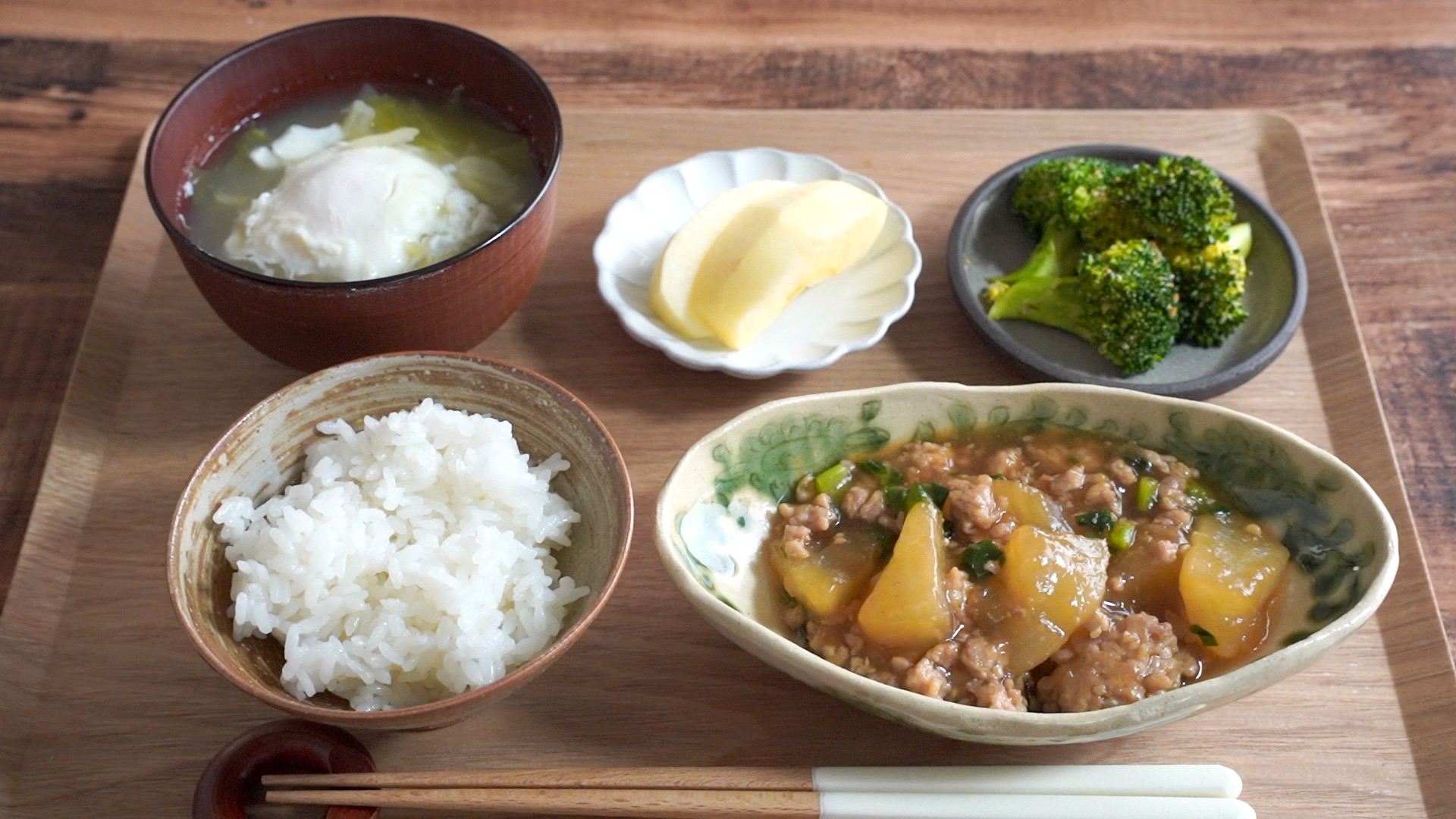 大根の鶏そぼろあんの献立（お膳）