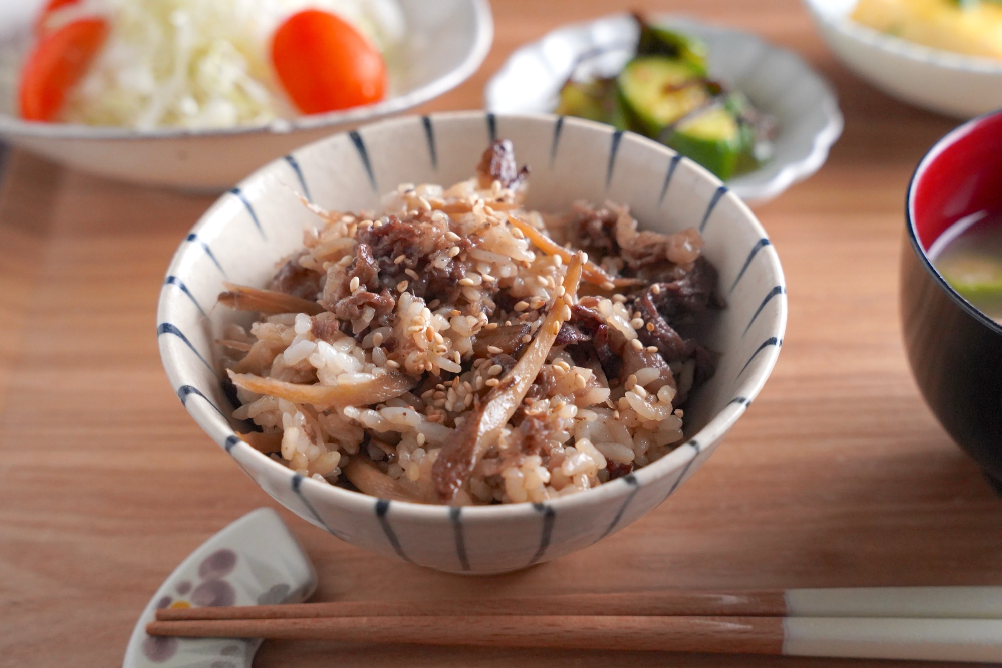 牛ごぼうの混ぜごはん